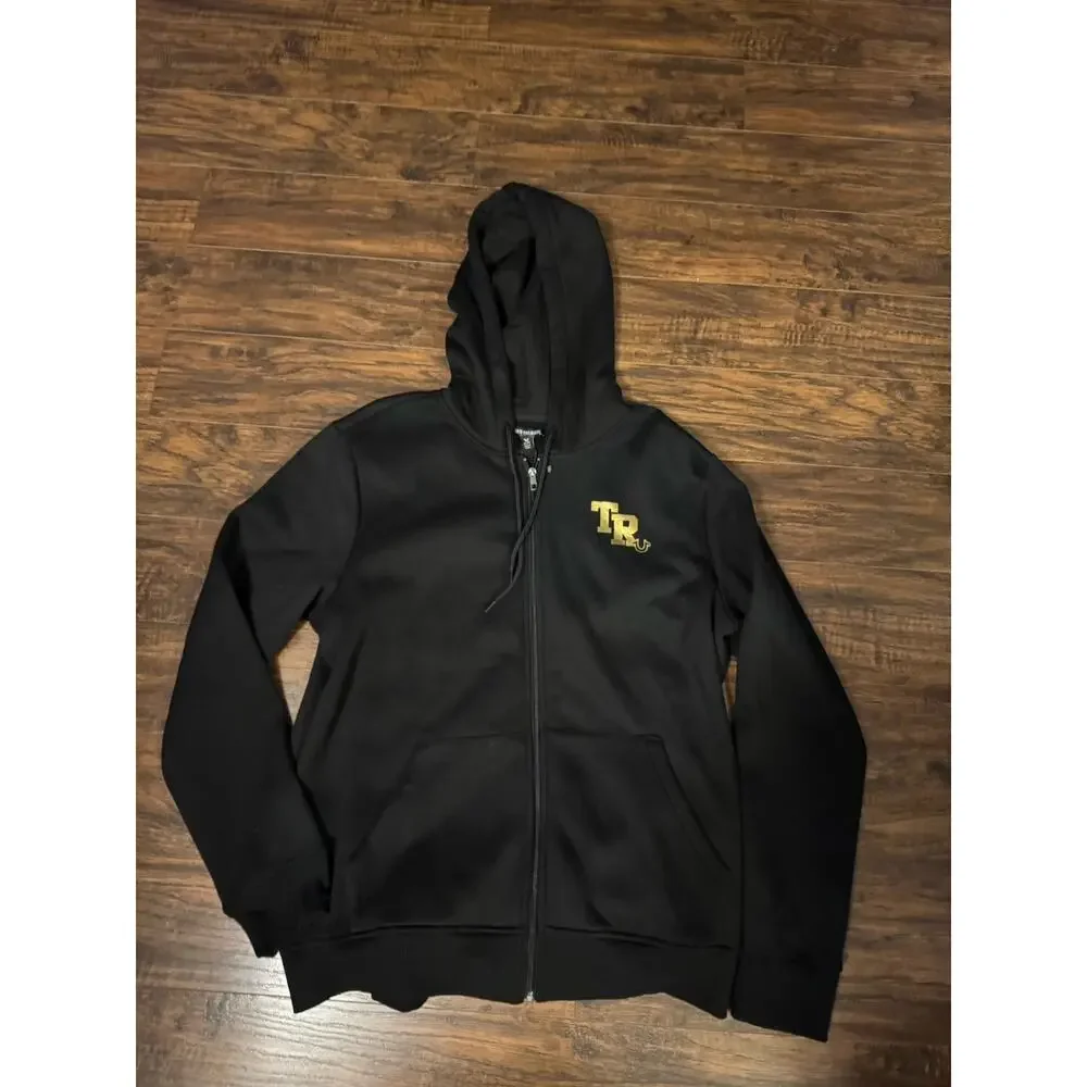 True Religion Men's XL Full Zip Gold Foil Buddha Hoodie Sweatshirt NWT $119